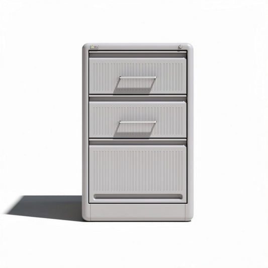 Gaveteiro compacto em metal com duas gavetas 40 x 30 x 60cm cinza