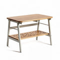 Mesa de madeira de bambu com prateleira inferior 120 x 60 x 75cm